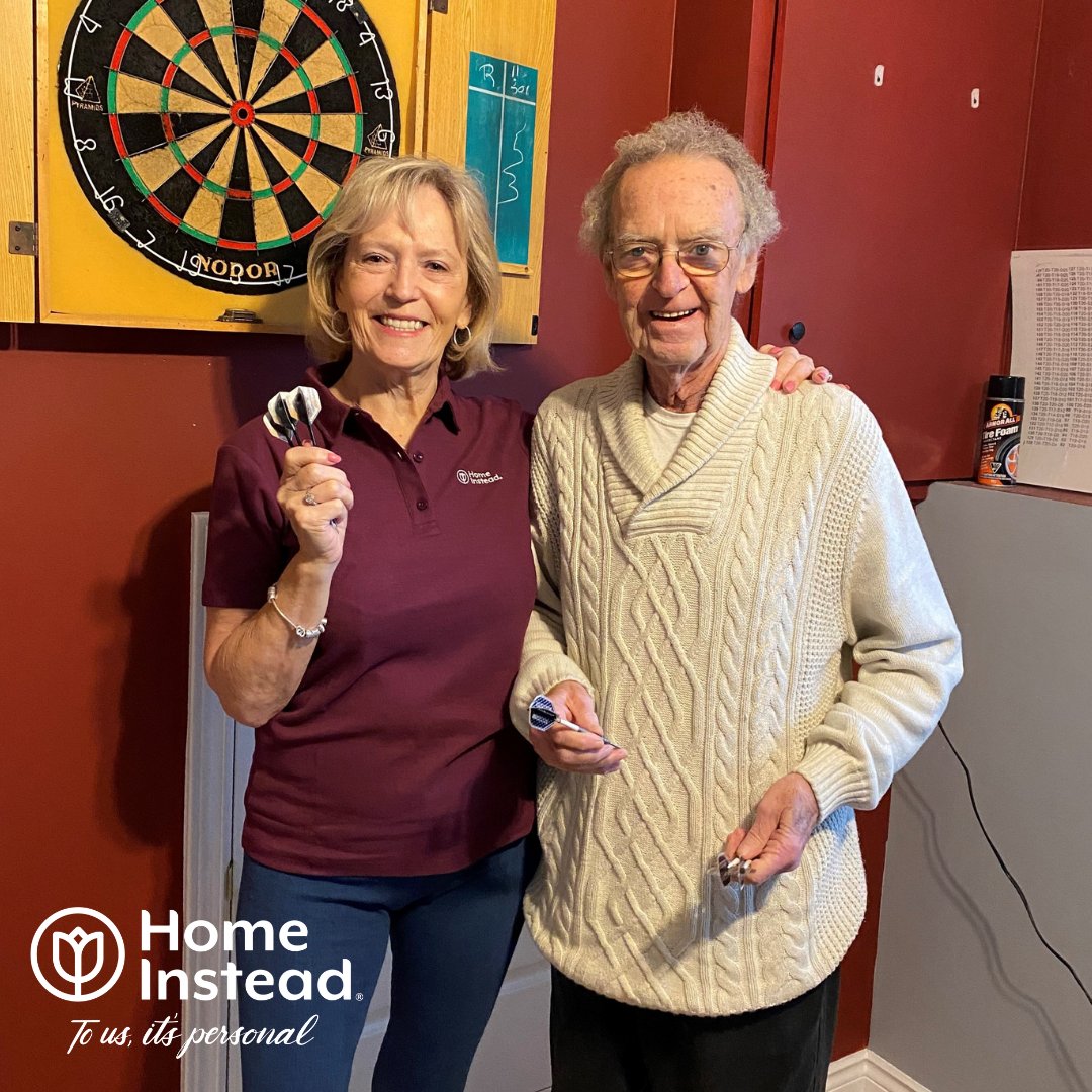 We can all agree it can be difficult to stay active in the cold winter months. Pictured is Mr. V and Ingrid. They keep active indoors by challenging each other to a game of darts, which is a great way to move your body, work the brain and improve hand/eye coordination.