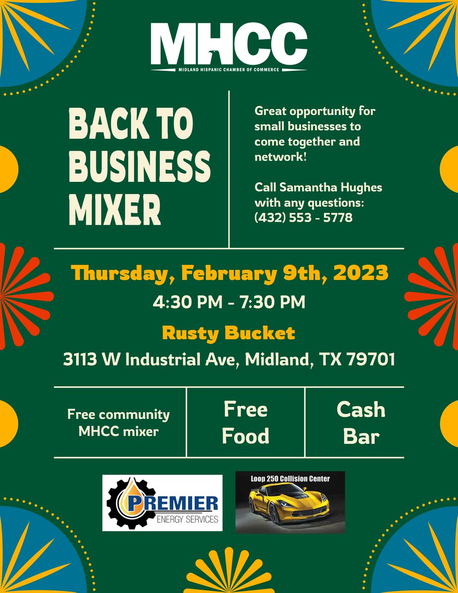 We invite you to the Back to Business Mixer hosted by the Midland Hispanic Chamber of Commerce TODAY (2/9) at the Rusty Bucket from 4:30 PM - 7:30 PM. 

Come enjoy music, free food, drinks, and the opportunity to meet great people!
#RedPixelMarketing #MHCC #NetworkingMixer #Co...