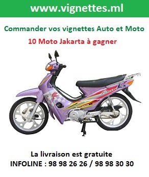 Commander vos vignettes Auto et Moto sur vignettes.ml et la livraison est gratuite. Il y a 10 Motos Jakarta à gagner INFOLINE : 98 98 26 26 / 98 98 30 30 #Mali #SmartCity