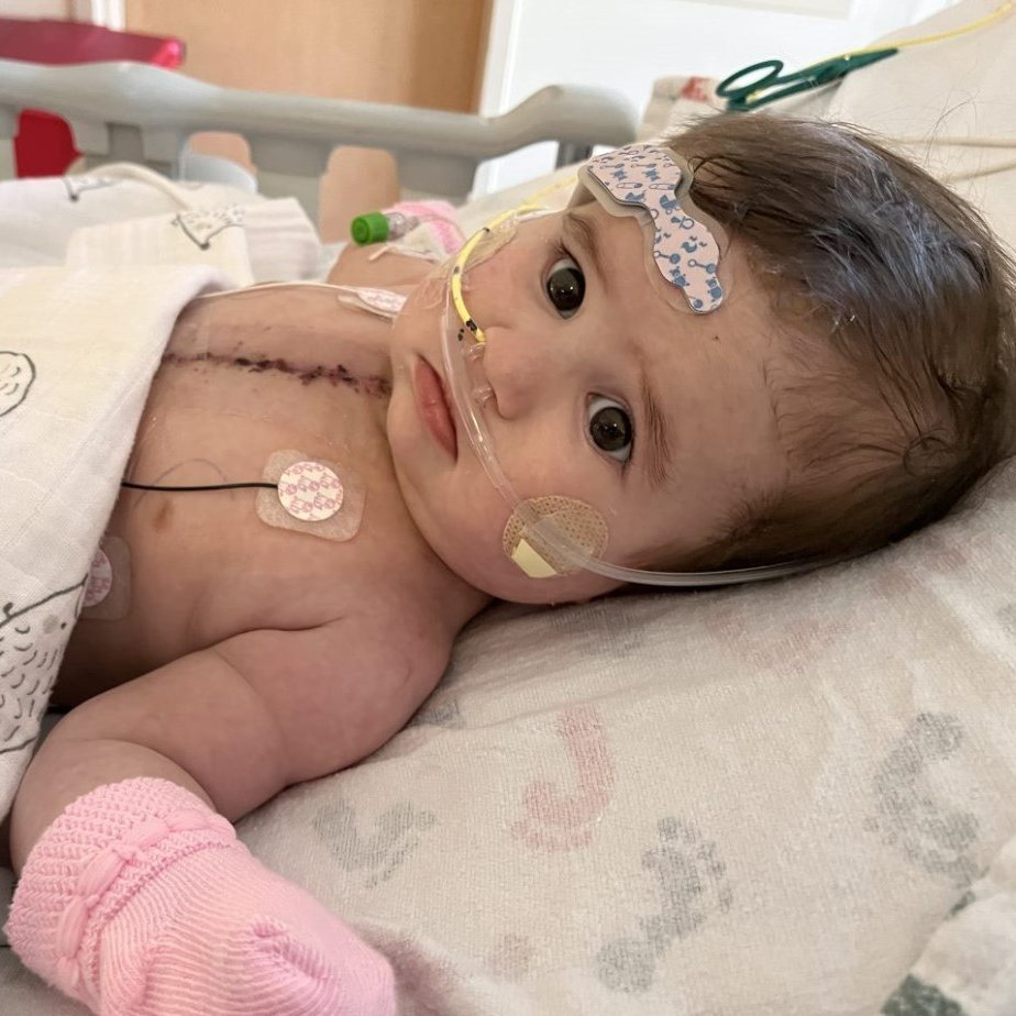 childrens's tweet photo. At 5 days old, our patient Finley had her first heart surgery following a congenital heart defect diagnosis. Finley's parents struggled leaving her every night, but received unexpected care themselves. Read about Finley' story: https://t.co/8onlQAoZtb #WeHaveHeart #HeartMonth https://t.co/QsmjTpoTBo
