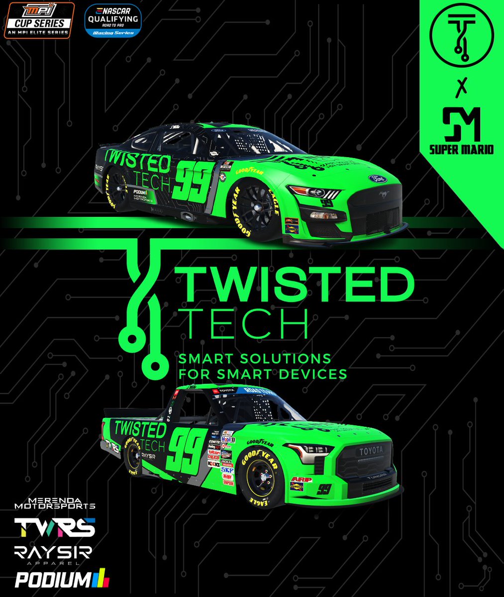 MarioxMerenda's tweet photo. ANNOUNCMENT 

@TwistedTechIT joins to be the full time primary sponsor for the 2023 season for both the @mpieliteseries and #eNASCAR @iRacing  Road to Pro series. Looking forward to run these amazing schemes with this amazing business. See you guys on track next week! https://t.co/M2OtvCg121