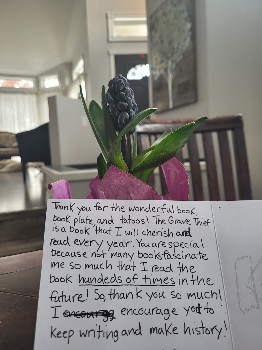 This season was super challenging due to an allergy that affected my vision for a while.
And then this card arrived in the mail!
 This reader may never know how precious their words are to me, but I hold them near to my heart. 

#mgwriters