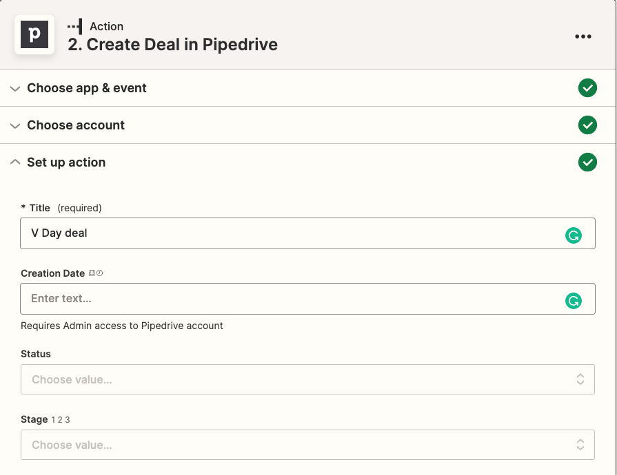 zapier's tweet photo. Create custom @pipedrive deals for new Facebook Lead Ads leads ⤵️
→ New lead in Facebook Lead Ads (choose page + specific forms)
→ Tell Zap custom deal details
→ Create a deal in Pipedrive
Can't wait to see those V Day deals! 🥰
#ZapTips https://t.co/z1c9Bmg8or