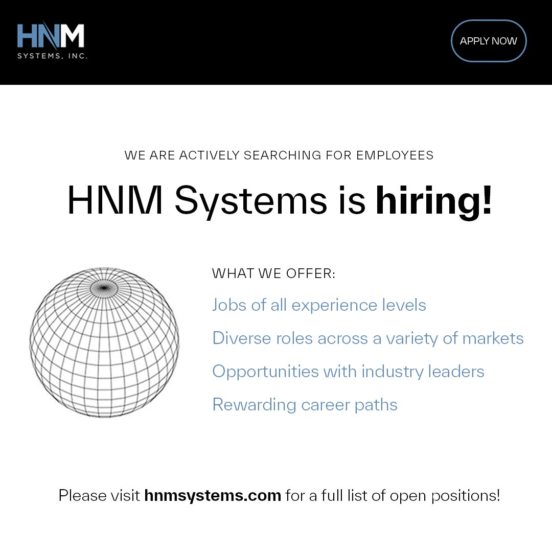 HNMSystems's tweet image. Looking for a new job? Ready to change career paths or level up? We&apos;re here to help!⚡

HNM Systems is hiring nationwide! Visit our website to see a complete list of openings: ow.ly/uOHU50MNkCX #hiring #entrylevel #seniorlevel #jobs #applynow #telecom #wirelessjobs