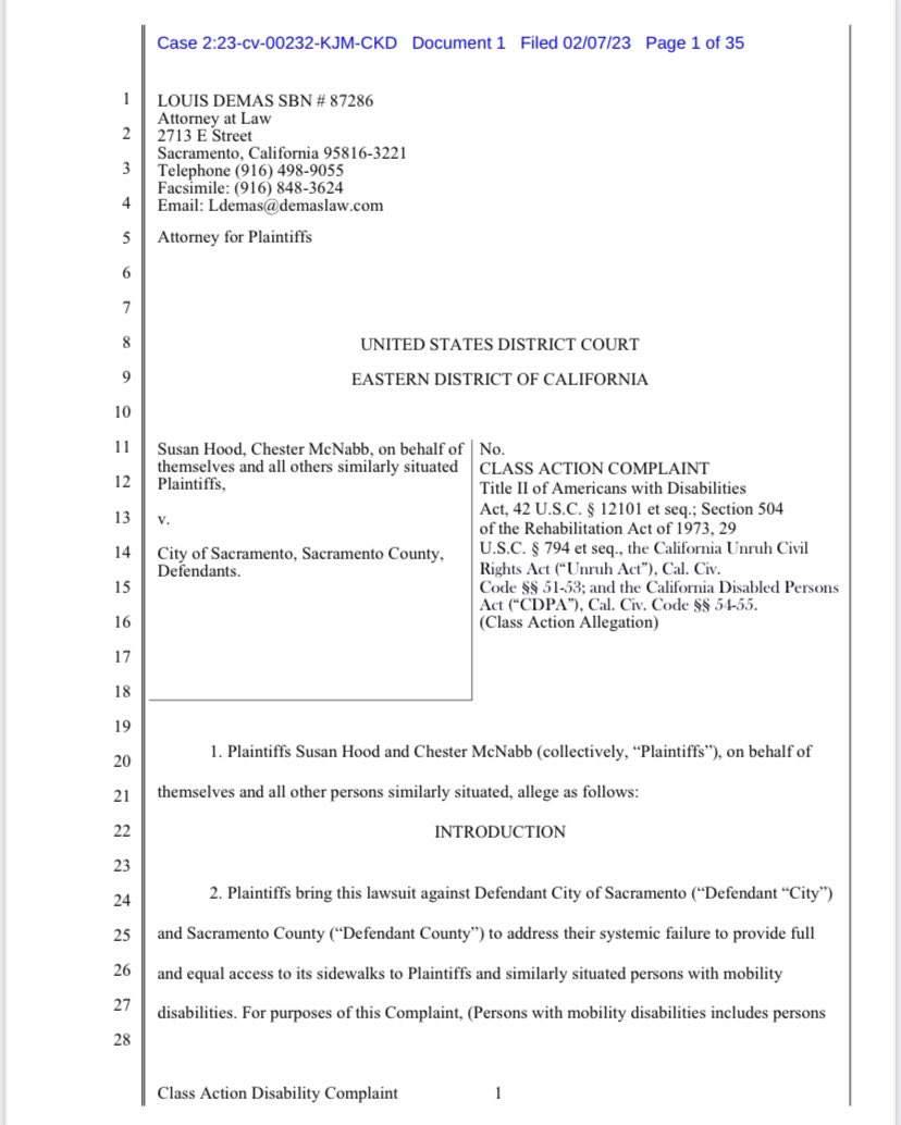greenbergnation's tweet photo. BREAKING: City of Sacramento sued in class action suit for their failing to clear sidewalks from tent encampments, in violation of ADA and other laws. https://t.co/jDcNsixHTR