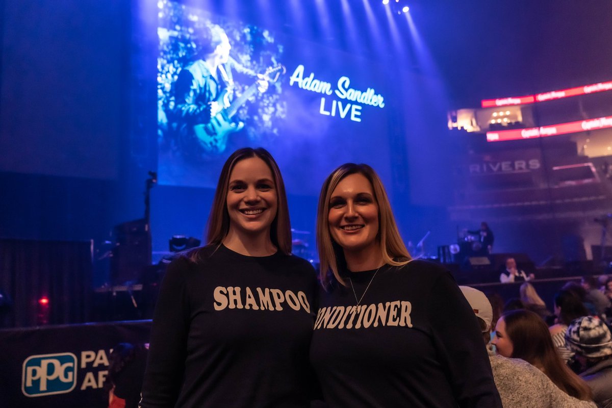AdamSandler's tweet photo. I’ve had many great nights In Pittsburgh! But Wednesday night was the best of them all! Loved hanging out with you guys! And appreciate you all coming out! @PPGPaintsArena https://t.co/07XzlOrPOd