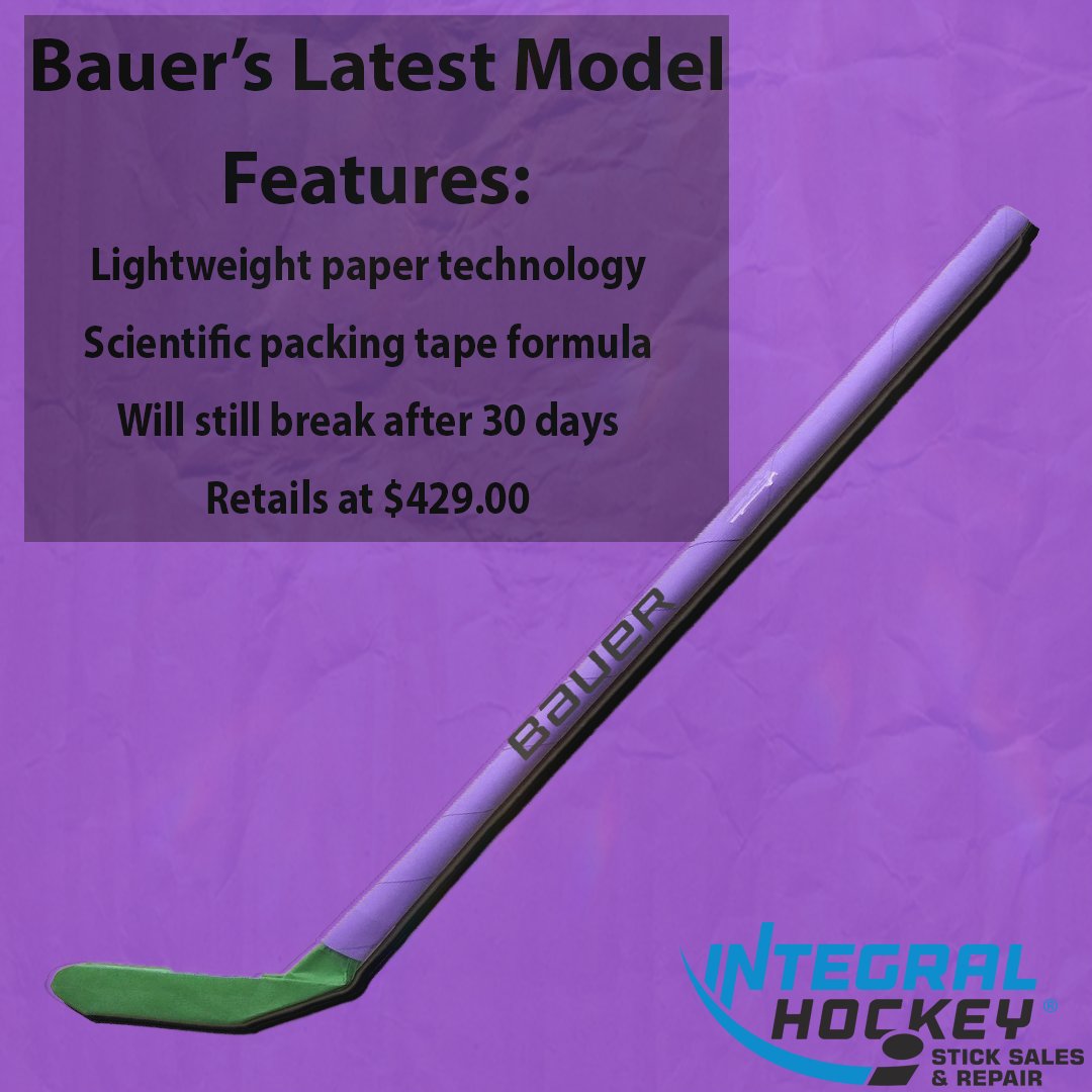 Integralhockey's tweet photo. Sure, your shiny new Bauer Ag5nt may look nice, but it's poorly made and they break far too often! Lucky for you, we have the solution! Instead of dropping $450+ on a new Ag5nt, bring it to us, and we will repair it for a fraction of the price! 

#hockey #hockeysticks #fixsticks https://t.co/bpMF0kQXNv