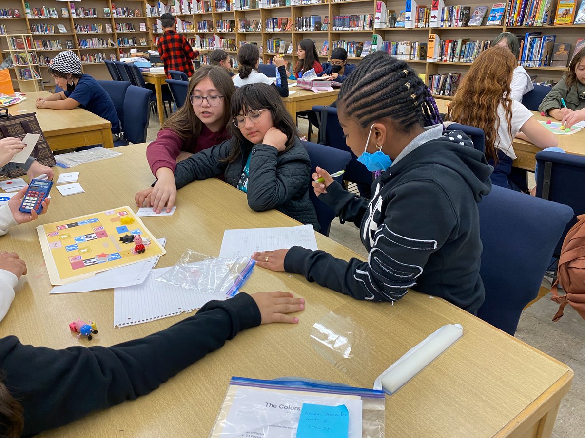 Patrick_henryMS's tweet photo. Ms. Yoshino and Ms. Jenkins' students designed math games. Students shared their game board designs and solved math problems to win the game! https://t.co/O8rzL0Uram