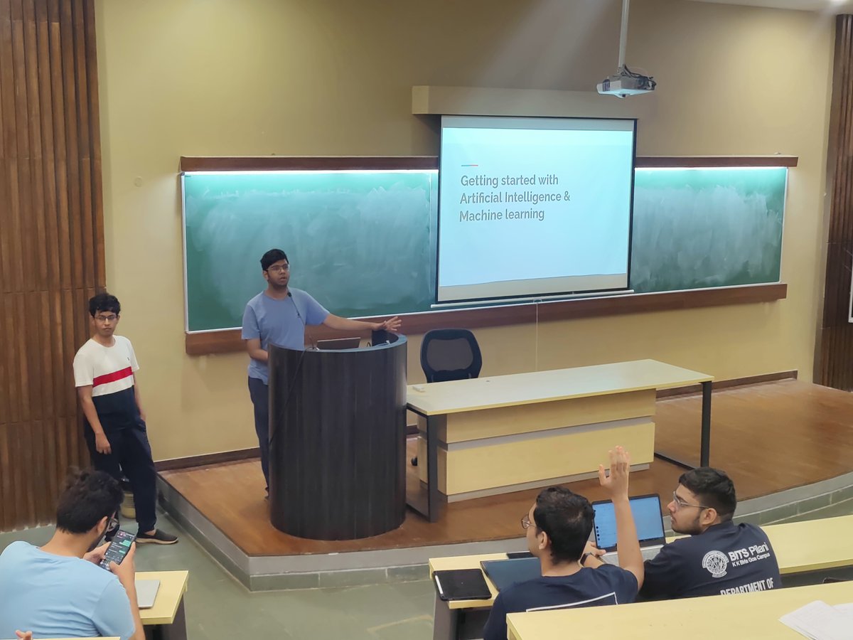 ASCII_BG's tweet photo. An exciting session on Artificial Intelligence and Machine Learning was presented by two of our students at BITS Goa, Aditya Agrawal (intern Adobe MDSR) and Anirudh Mukherjee (intern Adobe MDSR) sharing their journey and pathway to AI/ML.
(1/2) https://t.co/9AMfBWQIev