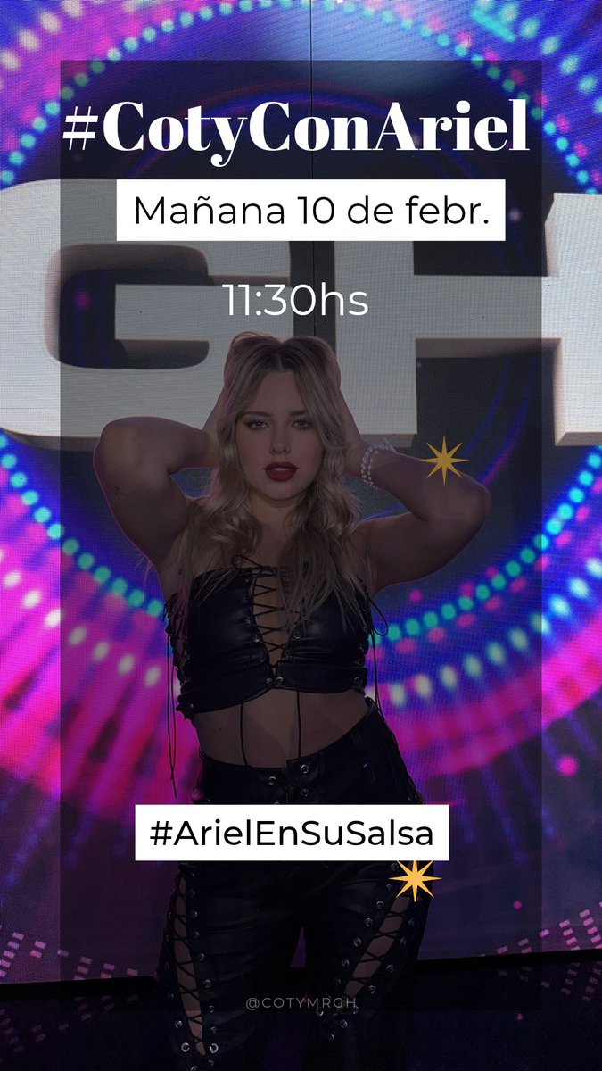 angieeeee008's tweet photo. MAÑANA📢|  11:30 vamos a estar pidiendo por Coty en #ArielEnSuSalsa, usando el hashtag, tampoco olviden etiquetar a @MicaViciconte @arielensusalsa  @peralta_nico @javifernandez 💛 https://t.co/hNz6fdkX81