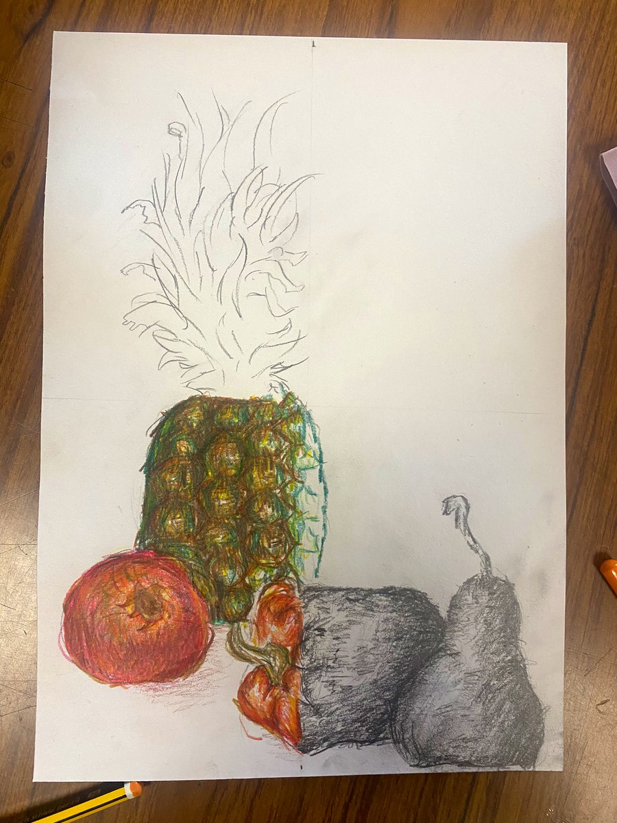 Some of the multimedia S2 Still Life’s coming along nicely🍍 I love seeing of the pupils different styles of drawing and shading 💫