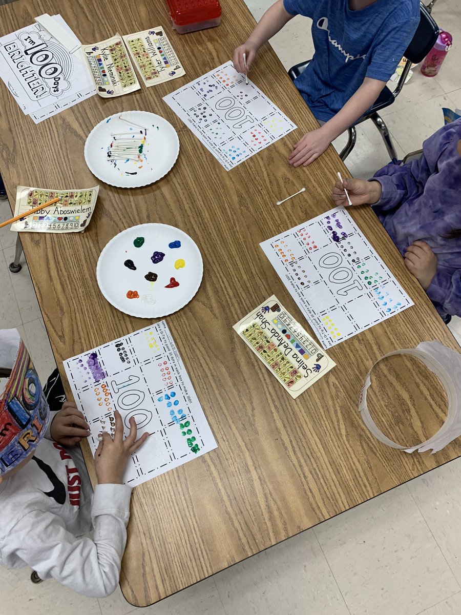 D123Sward's tweet photo. 1️⃣0️⃣0️⃣ Days Brighter ⭐️⭐️⭐️⭐️#swd123 #d123 #100thdayofschool #paintingisfun #groupoften 🎨🖌 https://t.co/i7mi0DUp6n