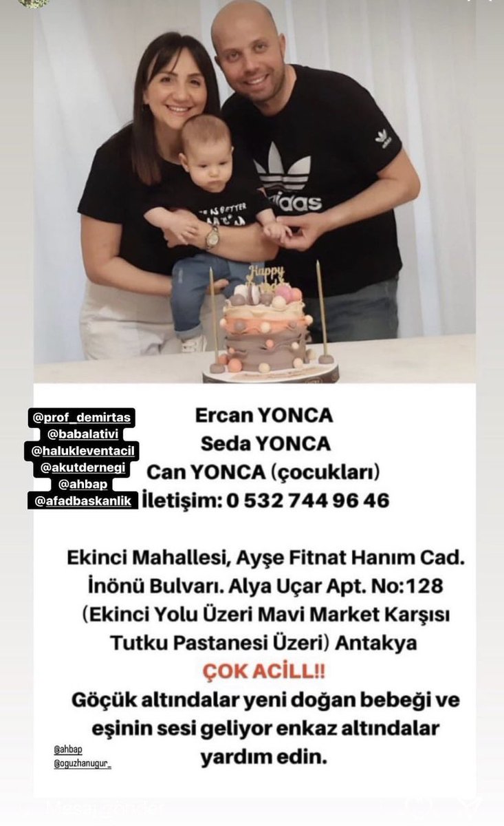 edaakbulut's tweet photo. 90 saattir enkaz altındalar. SES VAR YAŞIYORLAR ACİL!!! 
Ekinci mah. İnönü bulvarı. Alya Uçar APT. NO:28 (TUTKU PAST) ANTAKYA !!!
@haluklevent @OguzhanUgur @sarpapak81 @BabalaTv @ahbap @AFADBaskanlik @OdunHerif #AhbapDernegi #depremsondakika #HalukLevent #antakya #OguzhanUgur https://t.co/sDEdhjVMDs