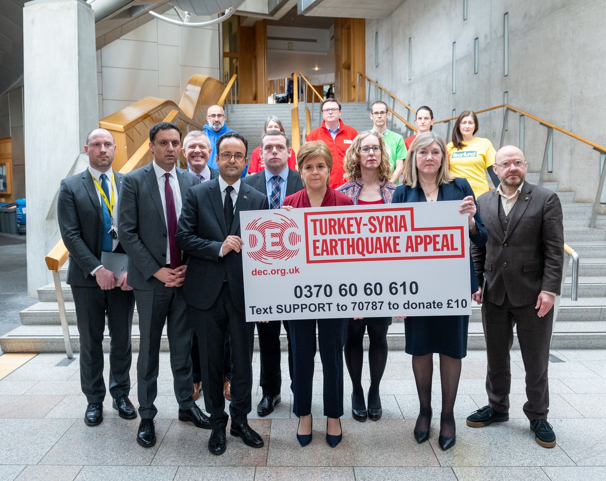 Scottish Government announced 500.000 GBP  to be given to the Disaster Emergency Committee to support the humanitarian aid efforts in Türkiye and Syria following the earthquake. We thank the Scottish Government and the Scottish people for their solidarity. <a href="/scotgov/">Scottish Government</a> <a href="/ScotParl/">Scottish Parliament</a> 🇹🇷🏴󠁧󠁢󠁳󠁣󠁴󠁿