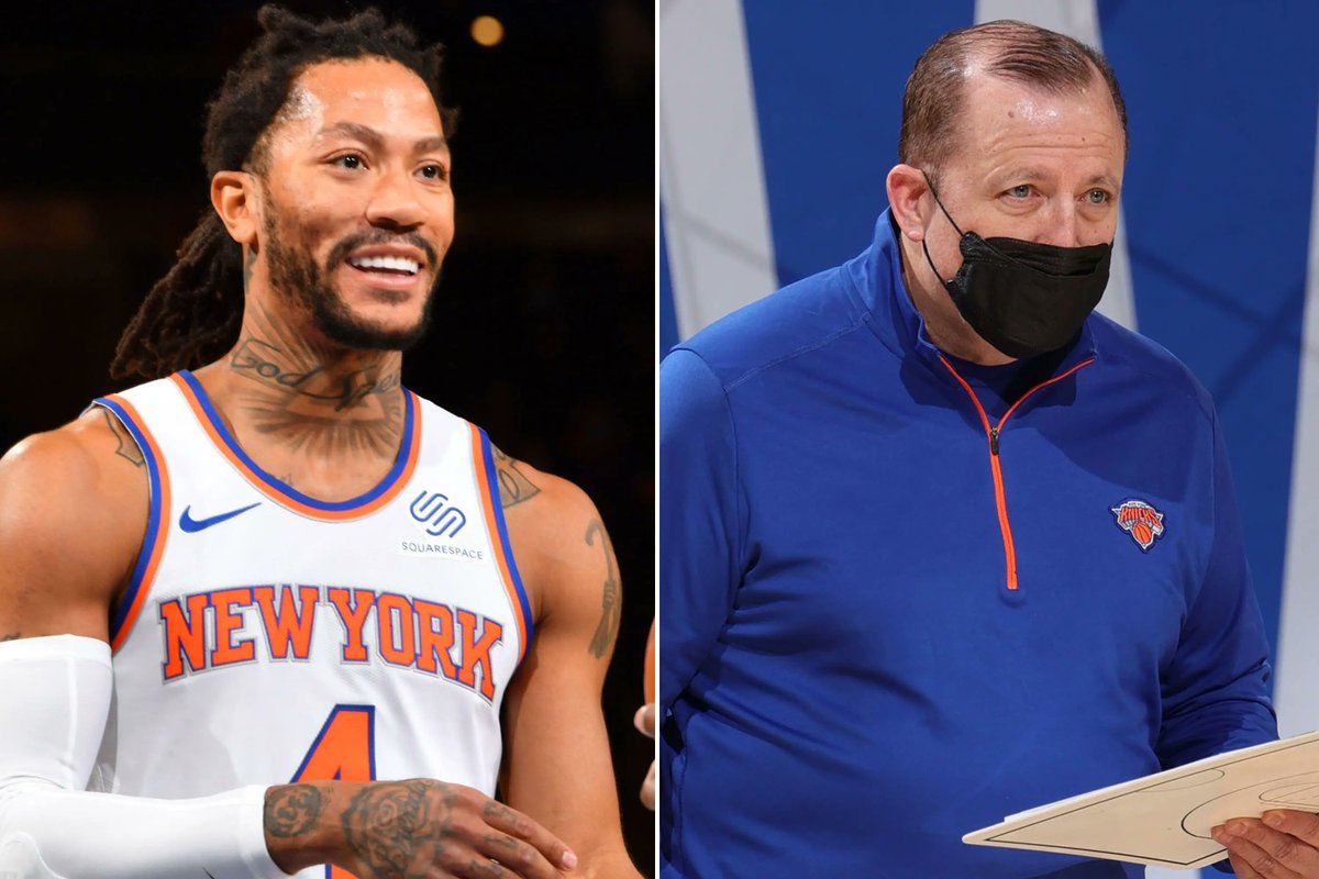 KnicksMemes's tweet photo. Source: The #Knicks had multiple offers for Derrick Rose, but did not pull the trigger because Tom Thibodeau can't go to sleep at night unless D-Rose  reads him a bedtime story https://t.co/q9YijGIw8T