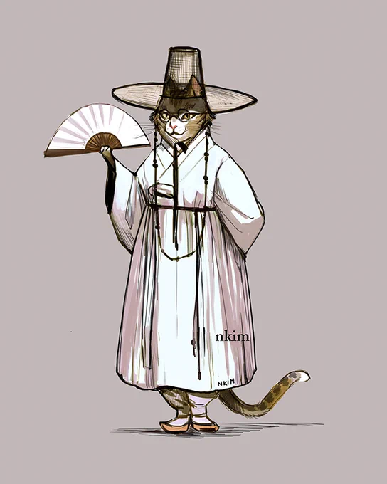 Cats in Hanbok. 