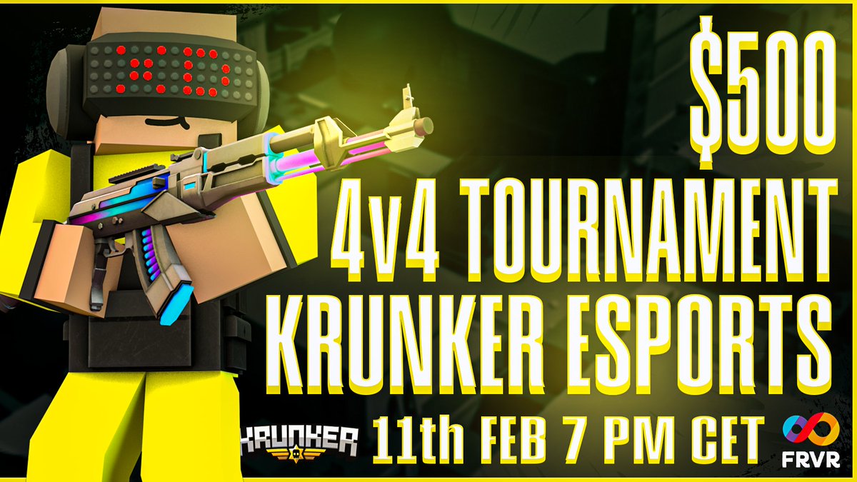 KrunkerEU's tweet image. The $500 4v4 tournament is happening this Saturday and it's being streamed live on twitch.tv/krunkerio! join kpc to find out more: discord.gg/kpc