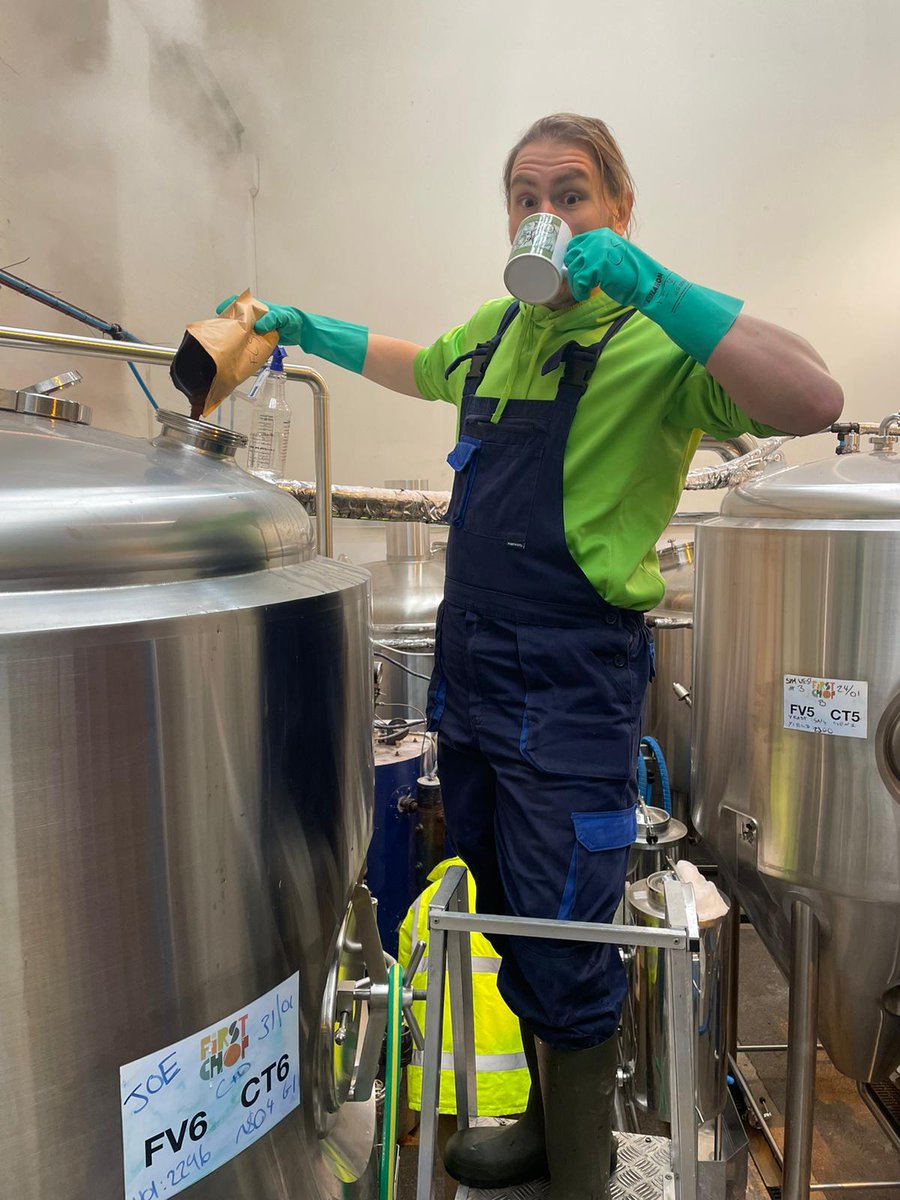 ☕ Nothing like a nice cup of JOE! 

We're adding freshly ground coffee to JOE, our Cold Brew Coffee Oatmeal Stout! 👊

Now to cold brew it in the tank for a week 👌

#coldbrew #coffee #coffeestout #oatmealstout #glutenfree #vegan