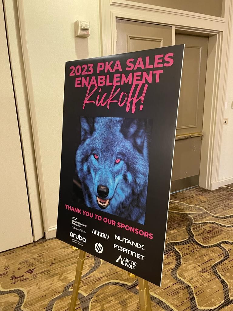 PKATech's tweet photo. A huge thank you to our Sponsors for an amazing #Enablement 2023 Kick Off.

@ArrowGlobal @HPE
@ArubaNetworks @HP @nutanix @Fortinet @AWNetworks

2023 is shaping up to be a banner year of building relationships and engineering success.

#LikeAWolf #PKAProud #Partner #Growth #Sales https://t.co/uEZnQq9gRg