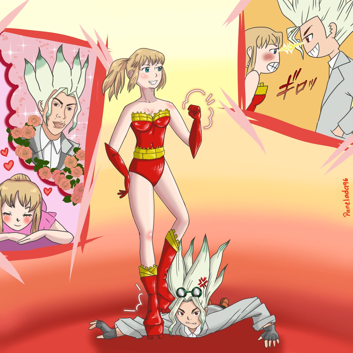 Panelada96's tweet photo. Otro dibujito para el día 2 "Enemigos que se aman"🦸‍♀️🦹inspirado en el fanfic que @GamaStrat estará publicando más tarde :D por la #SenHakuWeek #SemanaSenHaku  #千コハ #dcst  #drstone龍水誕生祭 https://t.co/Oa1hhRItER
