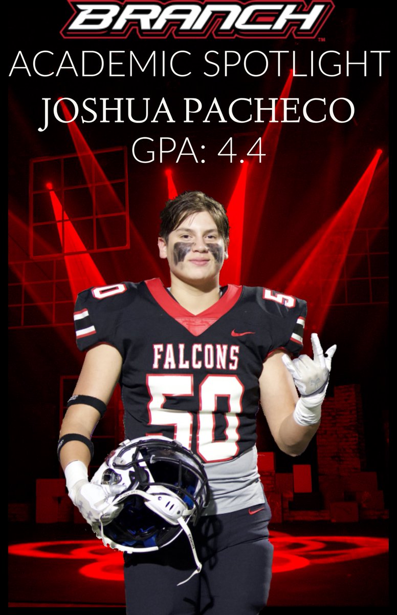 🟥⬛️ACADEMIC SPOTLIGHT ⬛️🟥  2025 OL/TE/LB <a href="/joshp5017/">Joshua Pacheco</a> currently holds a strong 4.4 GPA! We love this guys work ethic and commitment to the team. Played offensive line, TE, &amp; LB for the #branchboys last year and is grinding in the weight room this semester! #recruitthebranch