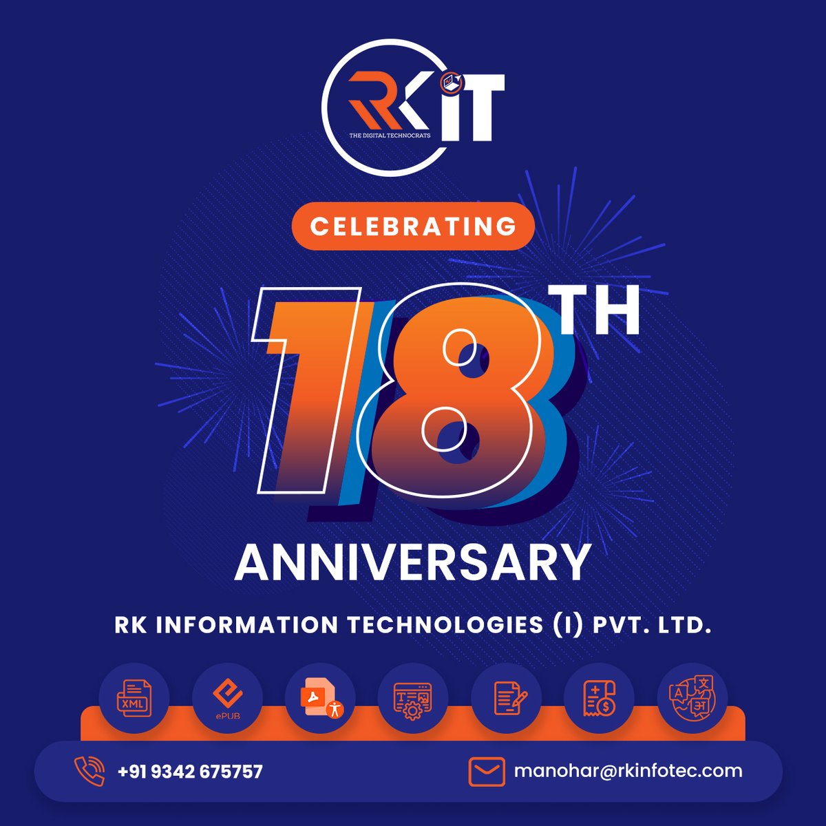 manoharpn's tweet photo. RK Information Technologies, a leading provider of digital publishing, accessibility and inclusion services, is proud to celebrate its 18th anniversary. Over the past 18 years, the company has built a reputation for delivering innovative and high-quality services. https://t.co/FWmfMHRl7U