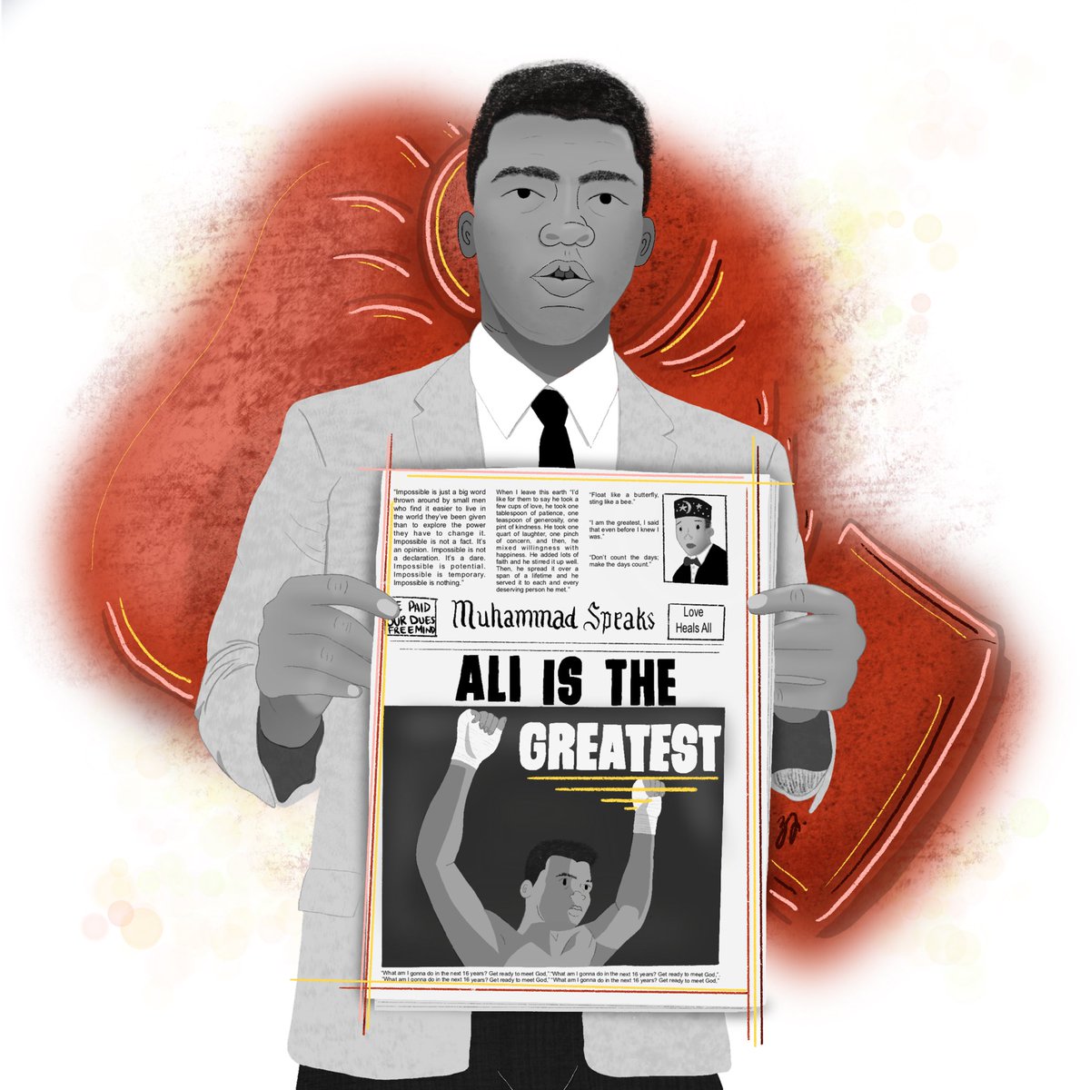 BellaCapriReads's tweet photo. Muhammad Ali was a boxer, philanthropist and social activist. He was known to be one of the greatest athletes of the 20th century. Ali became an Olympic gold medalist in 1960 and the world heavyweight boxing champion in 1964. #bhm #kidlit #kidlitart #illustration #picturebooks https://t.co/X4UvBOBJyp