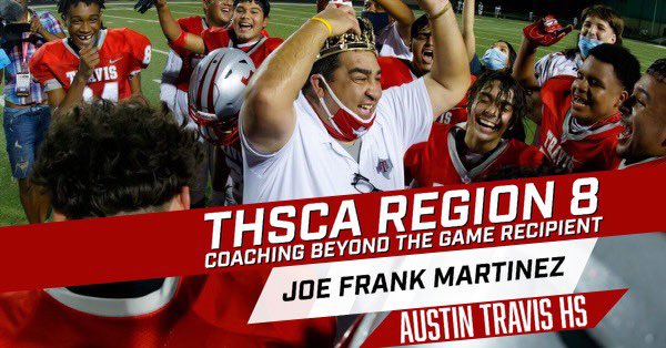 I am truly honored and humbled to be the @THSCAcoaches Region 8 “Coaching Beyond The Game” recipient. Thank you to all my mentors, colleagues, current and former coaches and players that have helped me along the way. Keep making a difference every day! #Rebelstrue