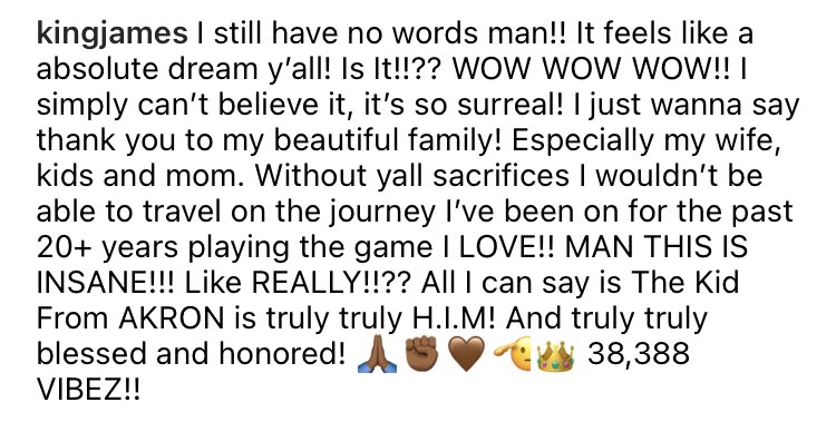Ballislife's tweet image. LeBron on IG: “I still have no words.”