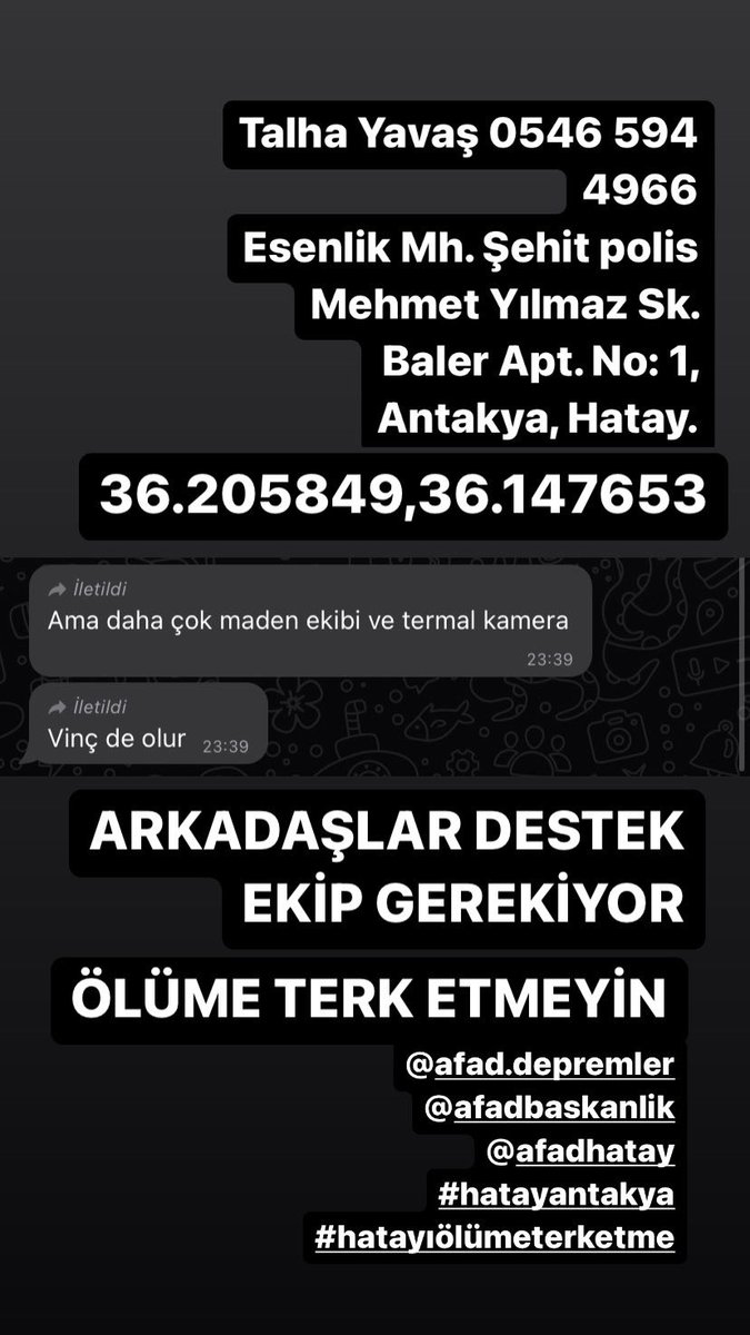 ALLAH RIZASI İÇİN SESİMİZİ DUYUN DESTEK EKİP GEREKİYOR DESTEK EKİP #AFADANTAKYA #AFADhatay #afadbasbaskanlik <a href="/AFADHatay/">AFAD HATAY</a> <a href="/AFADBaskanlik/">AFAD</a>