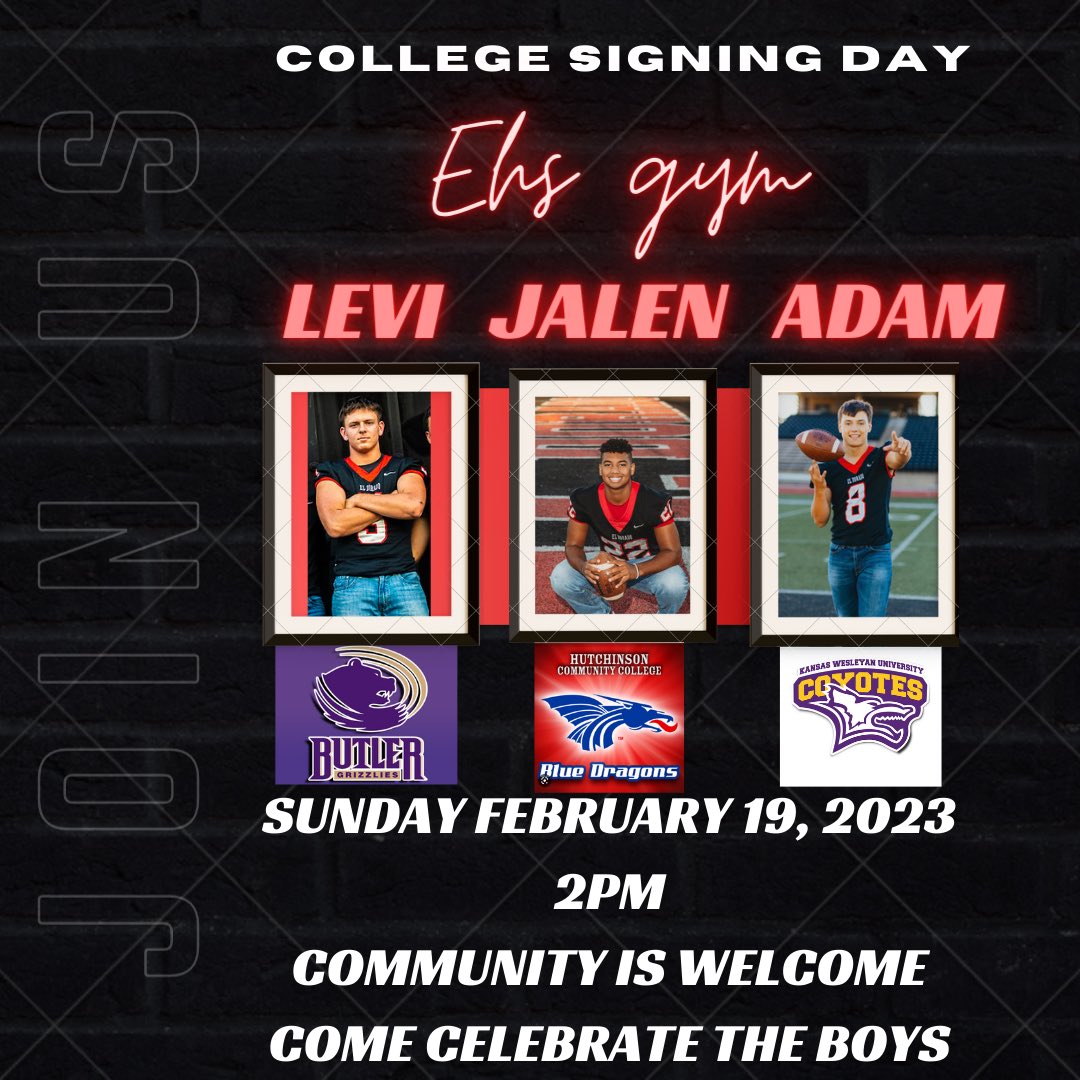 Feel free to share♥️🖤 Come wish the boys well on their journey to the next level 🖊️ #nli #partofthepride <a href="/Jalen_Rice1422/">Jalen Rice</a> <a href="/adam_cavallaro/">Adam Cavallaro</a> <a href="/LeviWittenberg/">Levi Wittenberg</a> <a href="/BlueDragonsFB/">Hutchinson Blue Dragon Football</a> <a href="/ButlerGrizzlyFB/">BUCO Football</a> <a href="/kwucoyotes/">Kansas Wesleyan Coyotes</a>