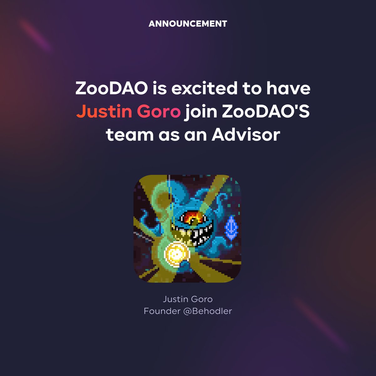 More exciting news for #ZooDAO! We are thrilled to announce that @justingoro, lead developer and founder of @BehodlerAMM, will join us in an advisory role. 🧵