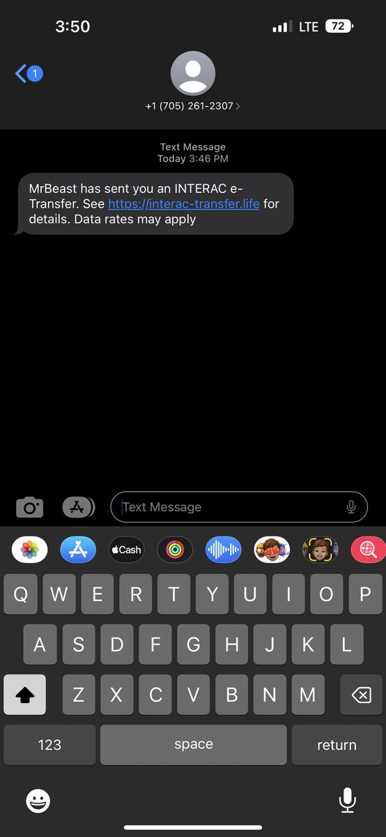 jess_wray's tweet photo. Gotta love people using @MrBeast to try to scam people https://t.co/WOCKpvZAkn