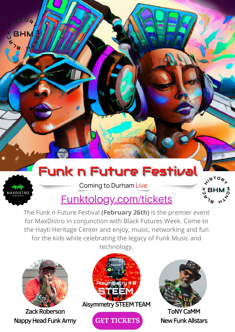 PSA: #Durham #TRIANGLE #Raleigh @UNC  #ShawUniversity #UNC #Duke #NCCU @DurhamRadioNews @durhamtech @Durhamtravel @DurhamFunk @SAU_News @MeredithCollege @WPeaceU  @NCState @TheRTP @HubRTP @ShawUniversity #web3

#Funk n Future Festival is coming - 
🎟️ Funktology.com/tickets