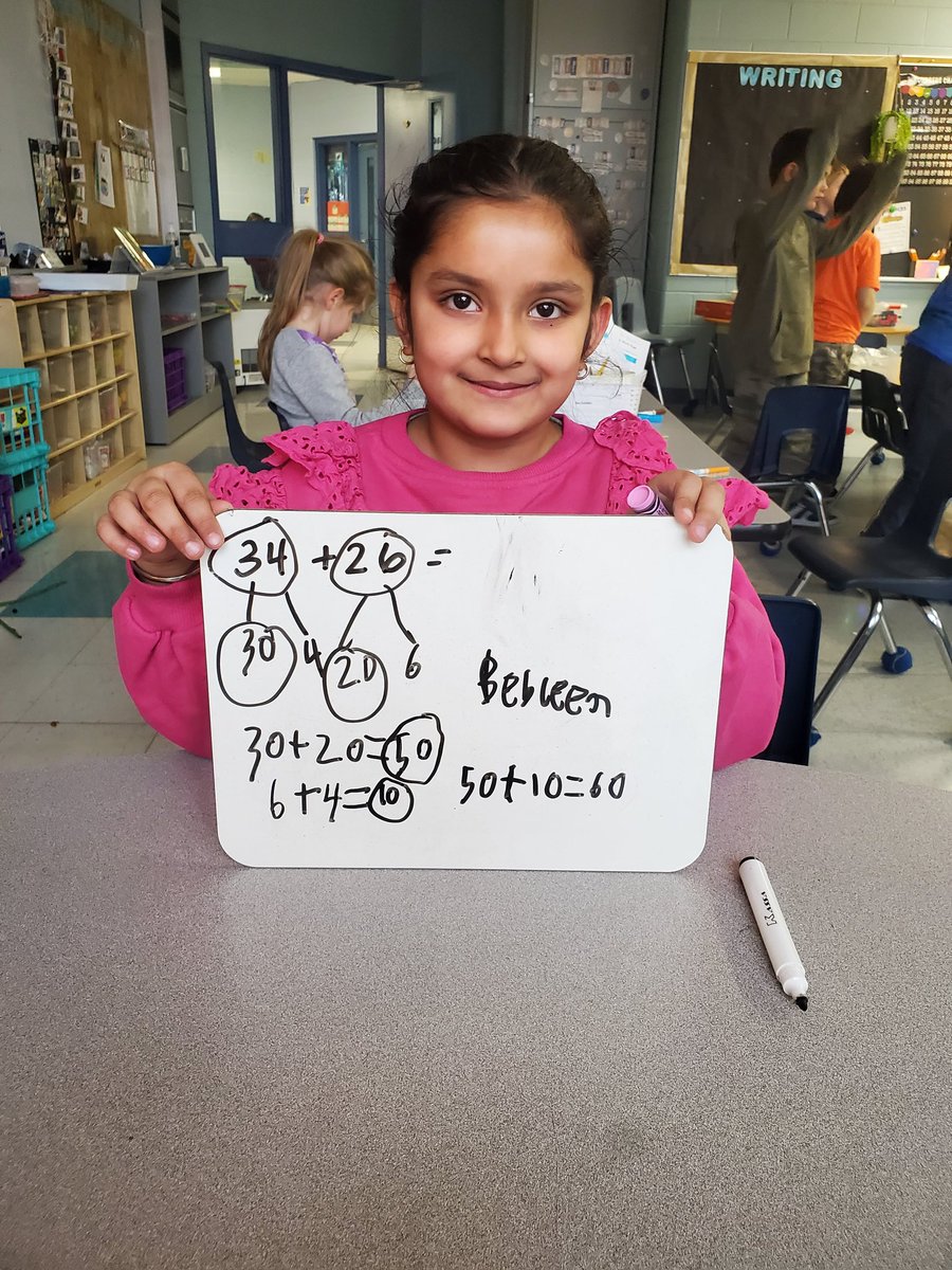 KeirstDaye87's tweet photo. These Gr. 1s are flying along with their mental math strategies. Today in targeted, small group Number Talks, THEY wanted to record their thinking. Look at those confident, happy smiles. ☺️ https://t.co/loNVLfRuKs