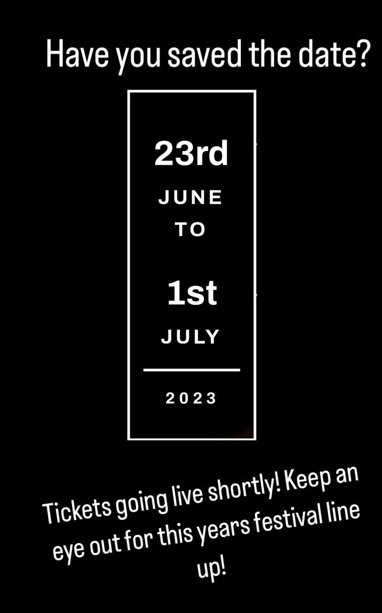 2023! Festival Dates for this summer! We have a fantastic line up for you. Stay tuned for our new website going live in March. Super excited to share our acts with you for this year! #festival2023 #music #summer2023