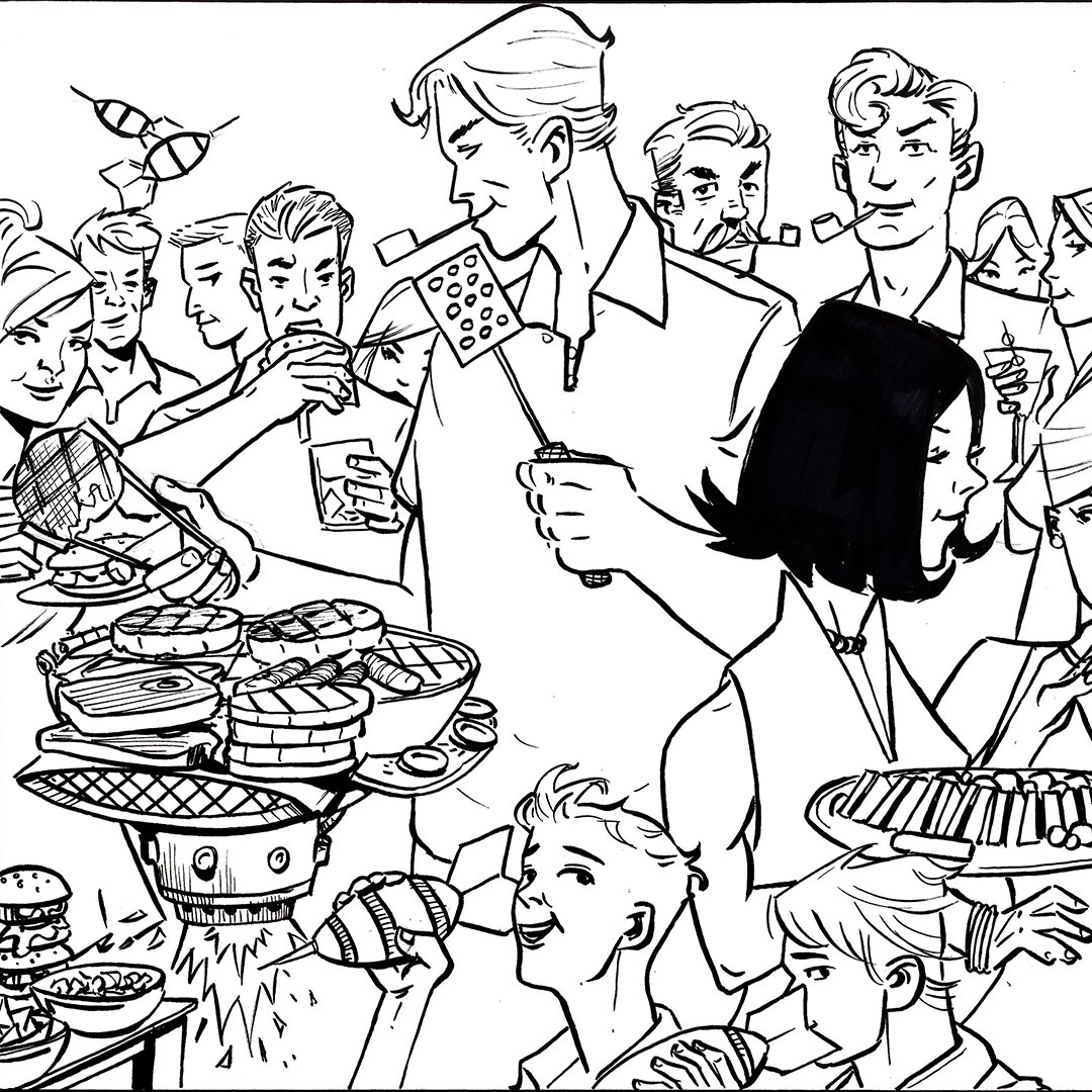TonyNeedsWater's tweet photo. Shirley and Richard hosting a 'Cue on Suburbarium.

From The Crimsisters #1, Kickstarter coming soon!

Art by @noliverlowdy https://t.co/Qgf7rVbaDI