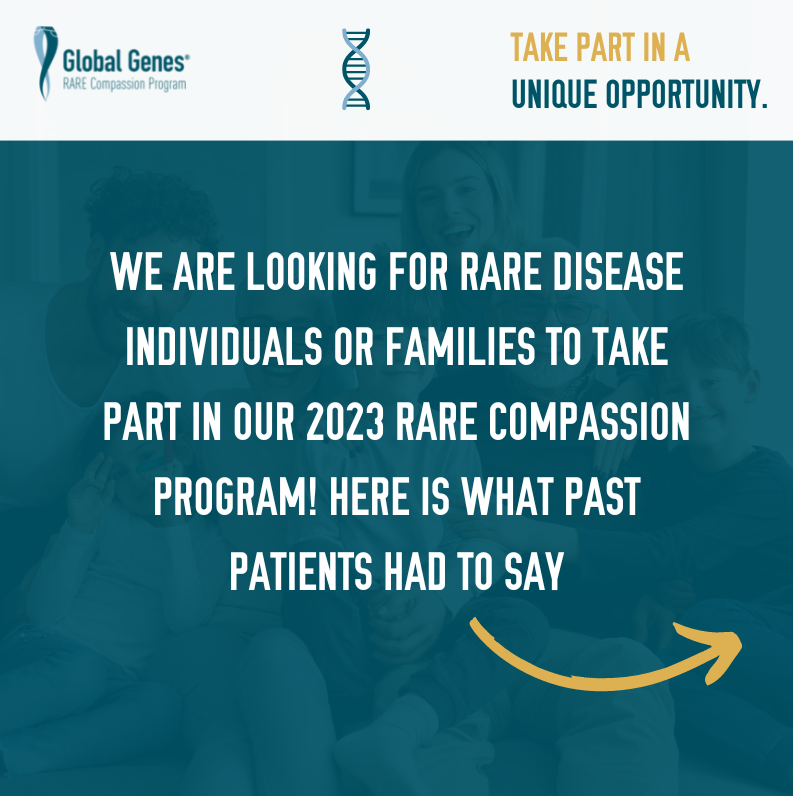 GlobalGenes's tweet image. Apply now for the 2023 RARE Compassion Program - an opportunity for individuals and families to educate med students about the unique needs and challenges with rare disease. To apply: go.globalgenes.org/3YqtBVy
#rarecompassionprogram #globalgenes #careaboutrare