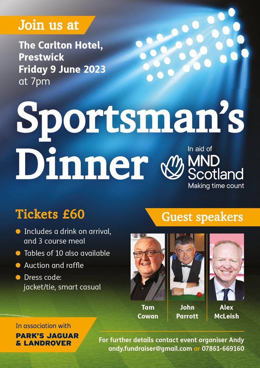 hux3009's tweet photo. This will be a great night in aid of @MNDScotland in association with @parksmotorgroup https://t.co/muYU6QZ68U