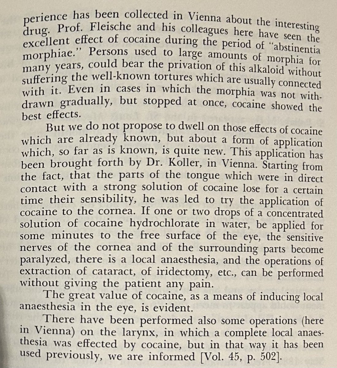 1884 November article in Medical News, an American magazine unsigned about #cocaine. Greenstein (1971) in JAPA argues #Freud wrote it. The argument is not possible to contradict. Here is the unsigned article. #HistPsych