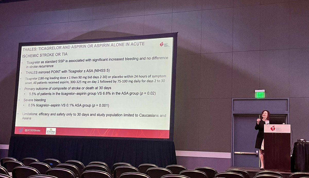 Great talk about antiplatelets by Dr. Dawn Meyer <a href="/UCSDStroke/">Dawn Meyer PhD,FNP-C,FAHA</a> #ISC23