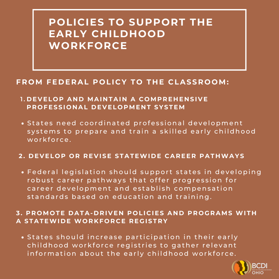 ClevelandBCDI's tweet photo. This Policy Thursday BCDI is focusing on feeetal policies to support the early childhood workforce! Read below to understand and advocate for these policies.
#bcdiohio
#policythursday https://t.co/Z9vVDqOfC8