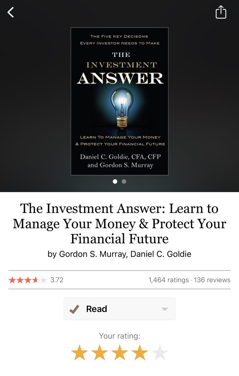 The 6th book of the year for me (technically a reread):

The Investment Answer is a concise look into: 

- How you should look at your portfolio

- What you should look for in an advisor 

- Looking beyond the emotions of investing