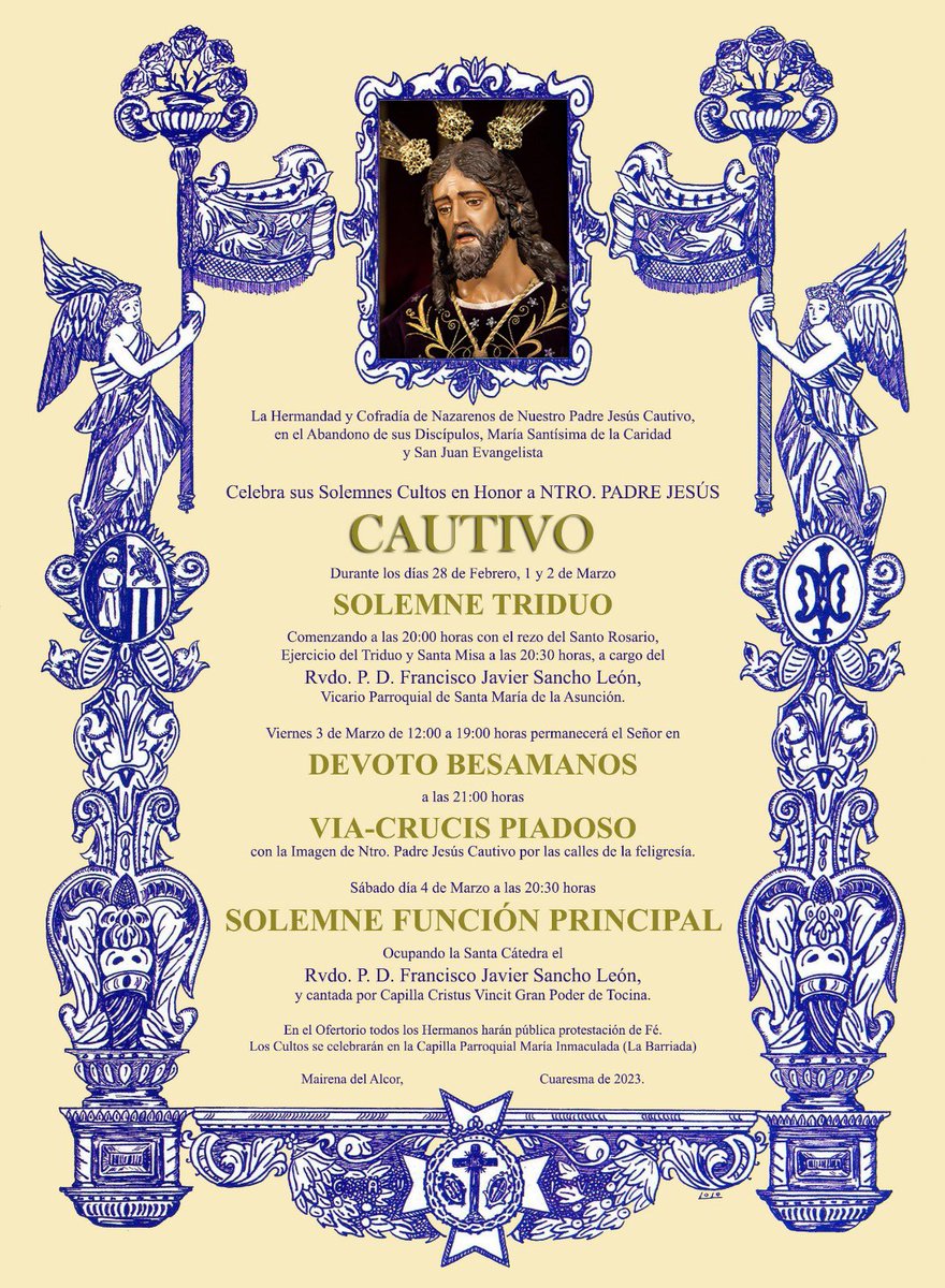 Cautivomairena's tweet photo. #cultosmarzo Cultos en honor a Ntro. Padre Jesús Cautivo. https://t.co/QdAxaha4yP