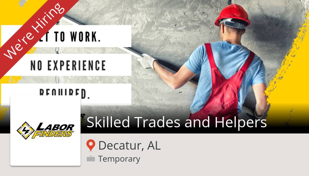 LFSkilledJobs's tweet photo. Check out this #job: Skilled #Trades and #Helpers at #LaborFinders in #DecaturAL https://t.co/emid06h4fF https://t.co/hrjZ0l2lhE