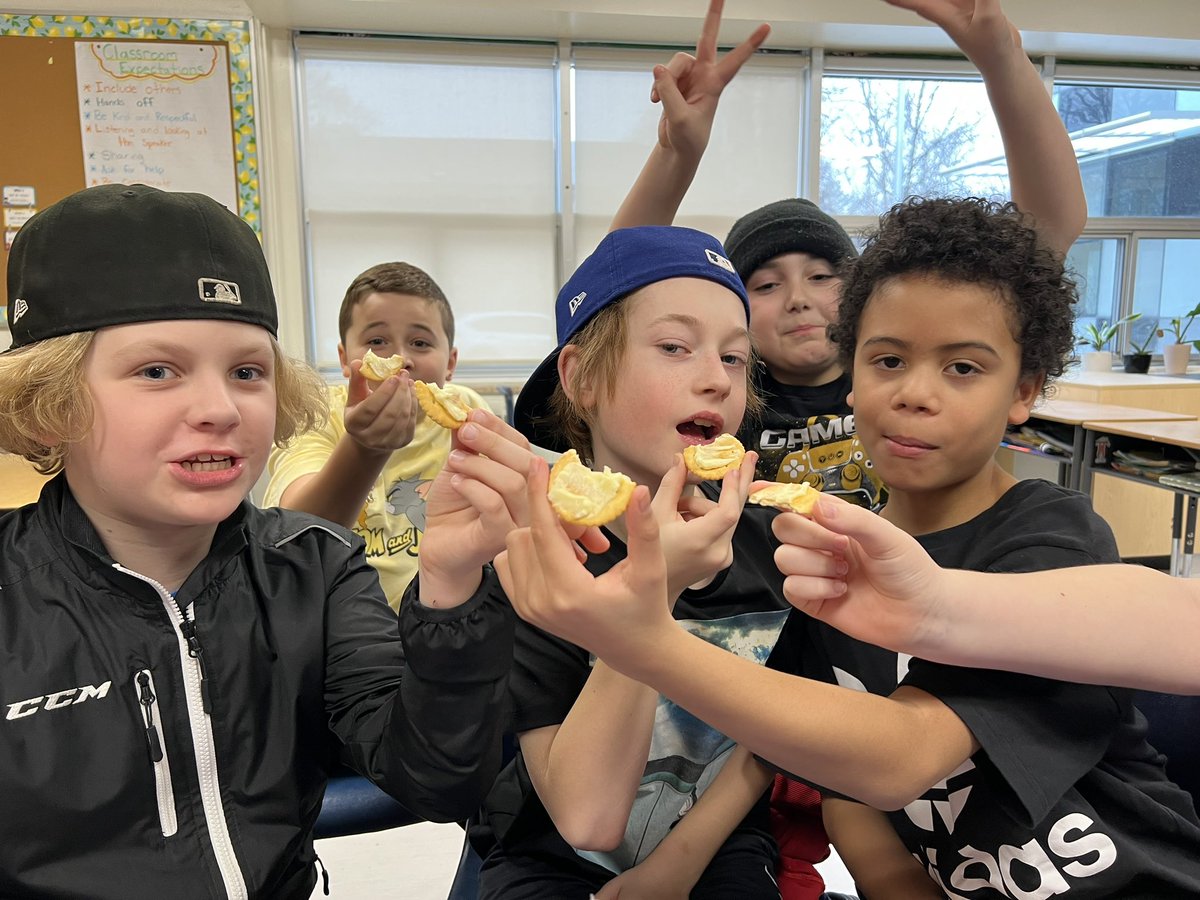 Ms_Pownall's tweet photo. We tested out different changes of matter… by making butter and ice cream! It was pretty cool to see the liquids change to a solid, that tasted delicious! Here is our butter that we made: 
@TaitPS https://t.co/wB2z1Ngds1