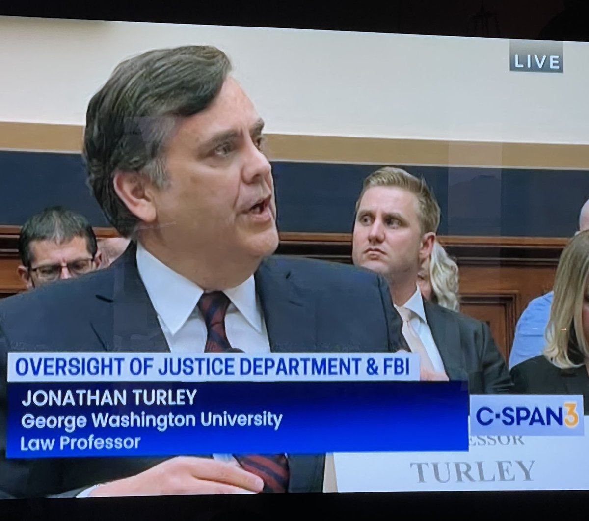 Lawrence's tweet photo. Jonathan Turley’s testimony today is that it’s hard for him “to discern where the government ends and the social media companies begin.” He said that without apparent embarrassment. https://t.co/J6GWNTCDge