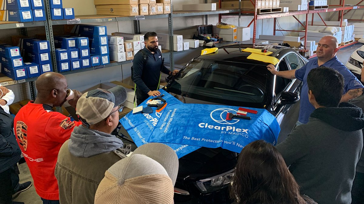 MadicoInc's tweet photo. It's demonstration day at the West Coast Service Center in Huntington Beach, CA! The Film Trainer Marco Cazorla gave a large group of dealers an introduction to #Madico's brand new #Protekt HD Paint Protection Film as well as @ClearPlex Nano Ceramic Windshield Protection Films. https://t.co/TTT6etd4ic