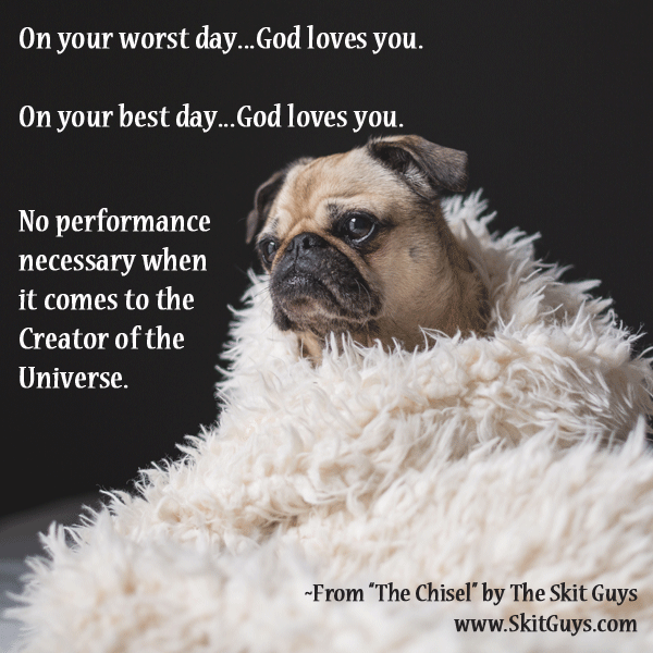 skitguys's tweet photo. God doesn't want you to perform for Him. He wants you to be in relationship with Him. #skitguys #Christian #encouragement #GodsChisel https://t.co/qr2vgofwIh