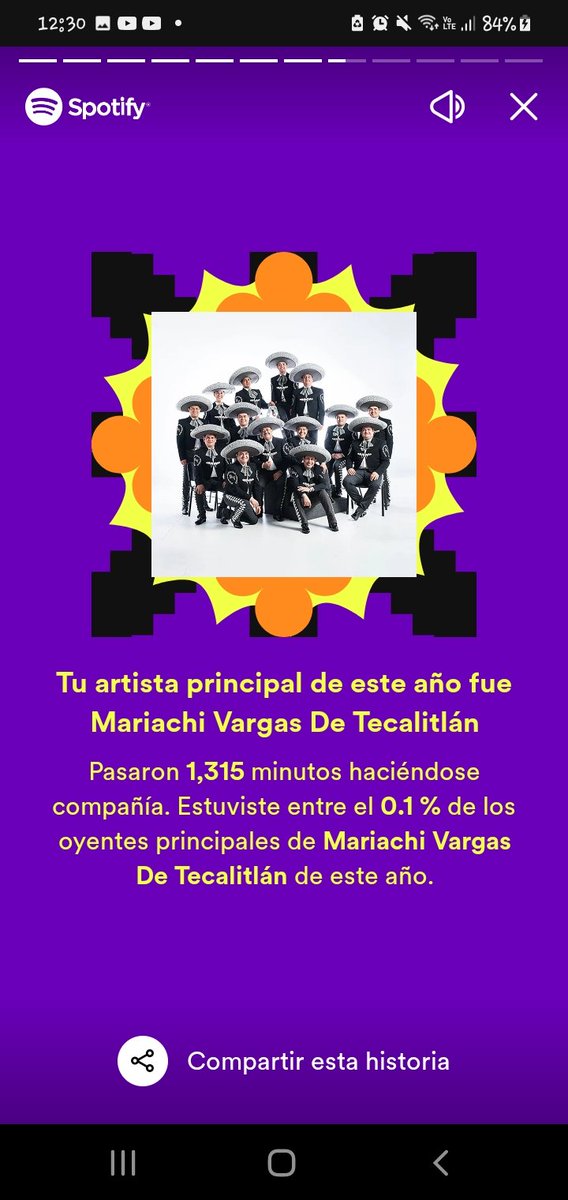 #Mi2022EnSpotify mi artista mas escuchado fue y por segundo año consecutivo fue el mariachi vargas de tecatitoan con 1315 minutos escuchados